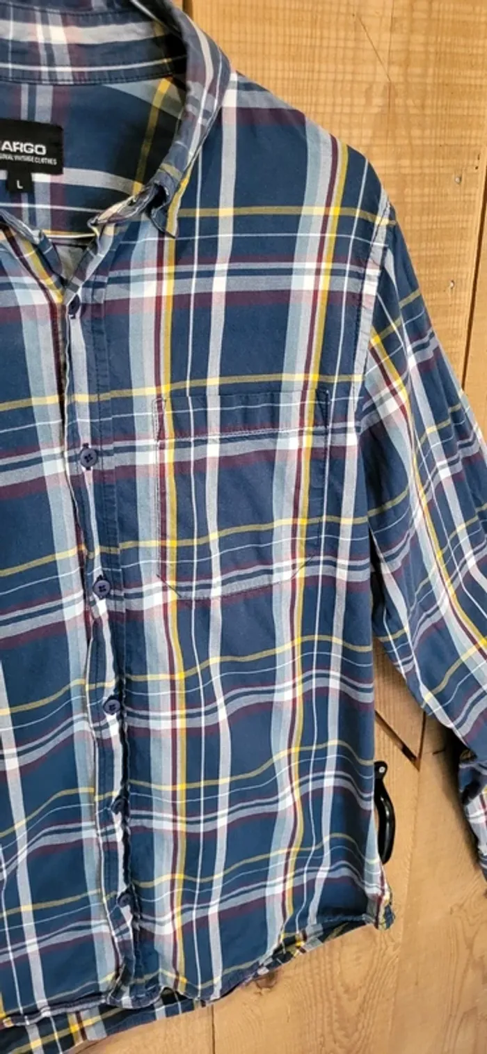 Chemise à carreaux bleu Cargo homme taille L – style casual - Très bon état - photo numéro 3
