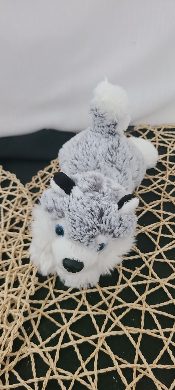 Peluche chien husky CREATIONS DANI gris blanc