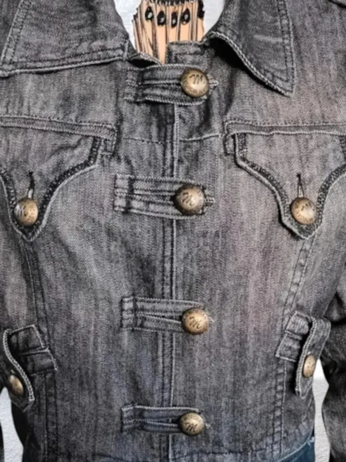 Veste courte jean gris ,Morgan ,coupe droite ,extrémité manches fourrées - photo numéro 6