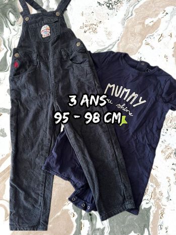 Salopette et combi short 3 ans lot