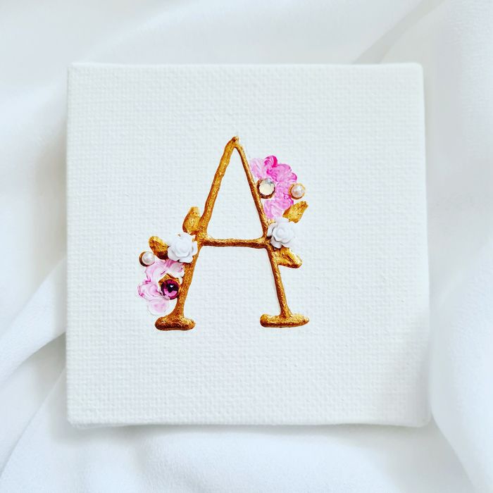 Toile tableau alphabet ou couronne fleurie - photo numéro 2