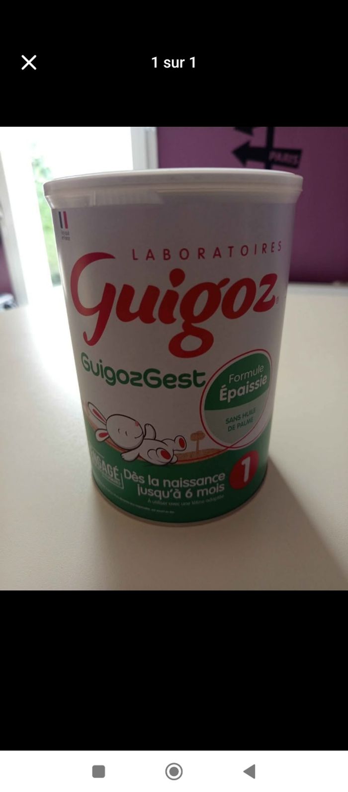 Guigoz  1 âge  formule épaissis