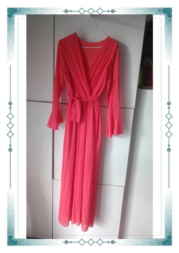 💥 NEUF robe longue corail en voilage - photo numéro 2