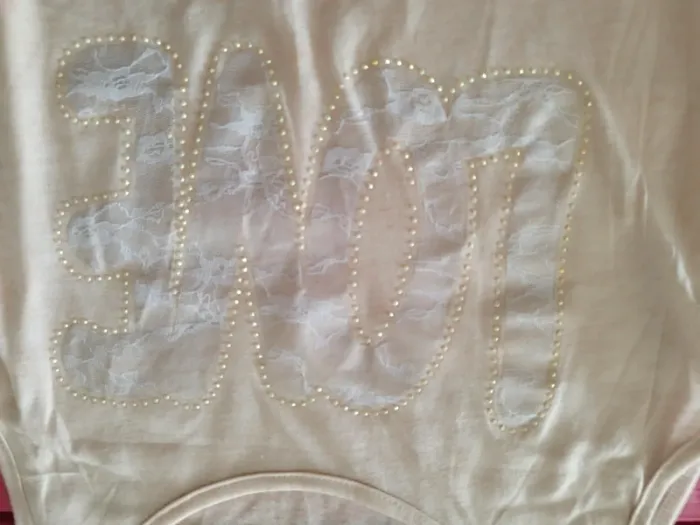 Débardeur long rose et dentelle Love strass YK2 années 2000 - photo numéro 4
