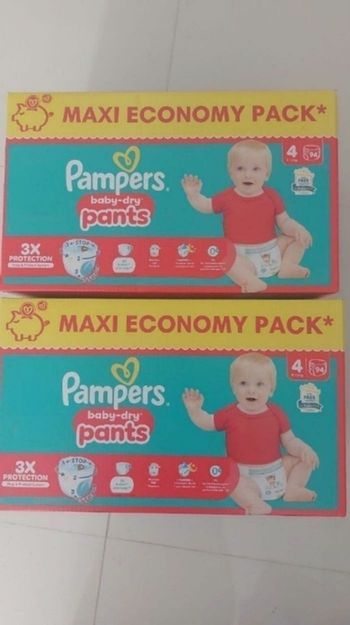 Couche pampers taille 4pants baby dry 94couche par carton soit 188couche pour 36euro