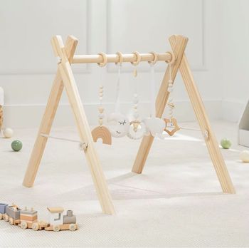 Portique bébé bois naturel Arche d'éveil Montessori jouets sensoriels