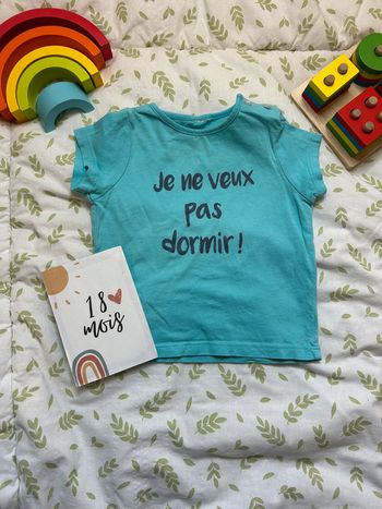 teeshirt manches courtes turquoise 18 mois