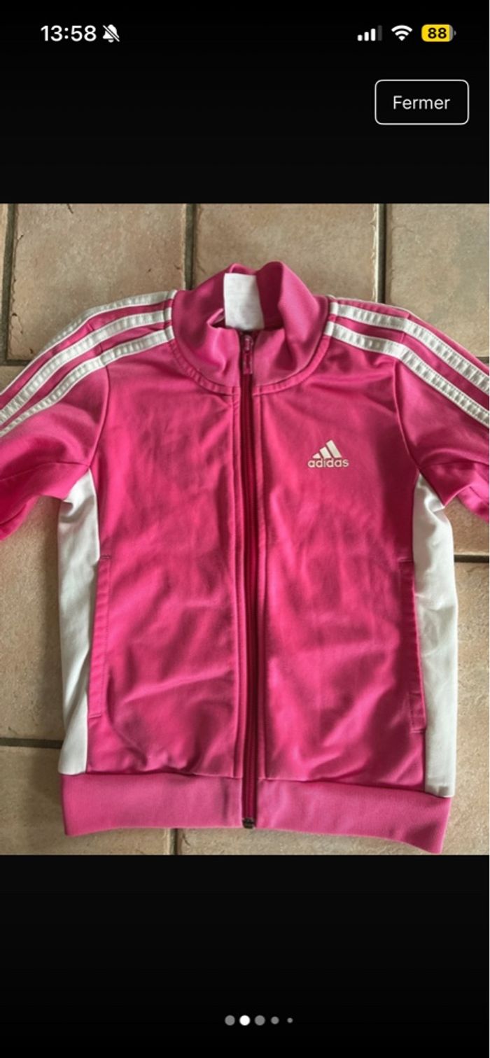 Veste de sport zip rose marque ADIDAS taille 7-8 ans - photo numéro 2