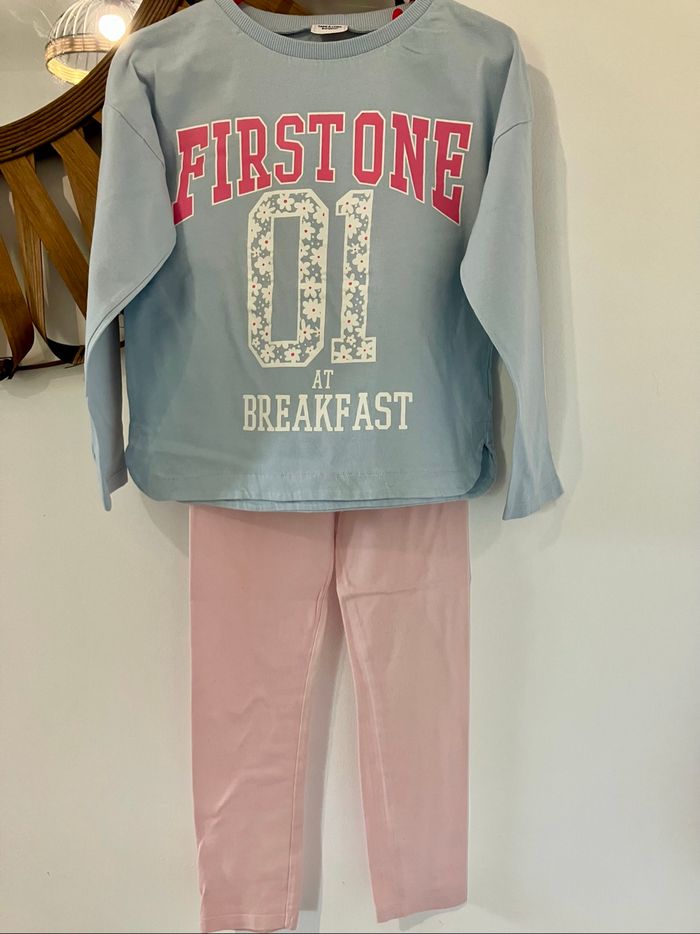 Pyjama coton bleu et rose fille 8 ans TAO - photo numéro 2