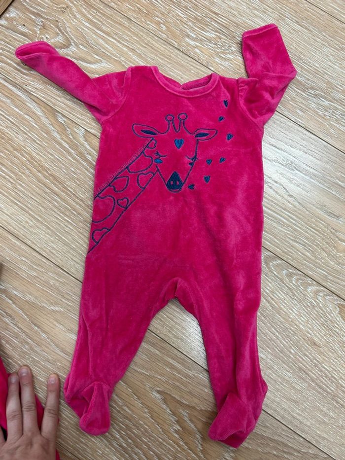 Lot de 3 pyjamas 1/3 mois du pareil au même en coton bleu rose - photo numéro 7