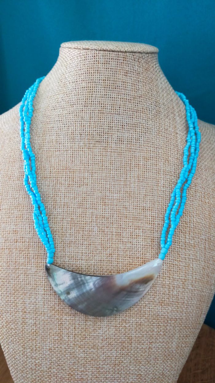 Collier en perles turquoises et nacre naturelle – Fait main - Idée Fête des Mères 💙 - photo numéro 12