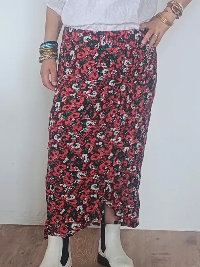Vends Jupe longue fleurie Camaïeu - Taille 44 - photo numéro 2