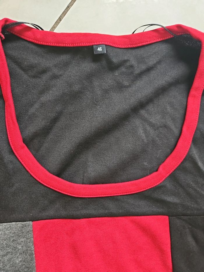 Robe droite / tunique femme / robe rouge et noire - photo numéro 2