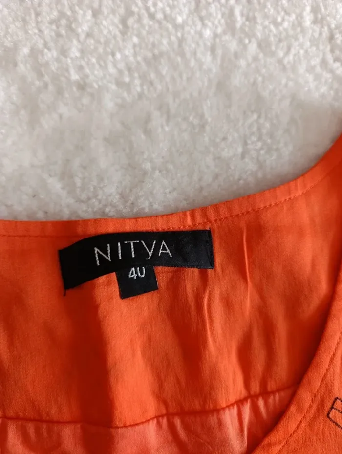 Robe Nitya orange 40 sans manches coton viscose - photo numéro 9