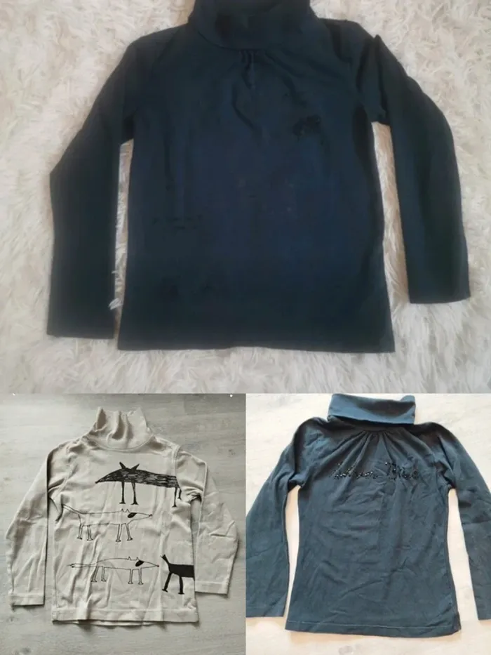 Lot de 3 t-shirt manches longues col roulé 8 ans