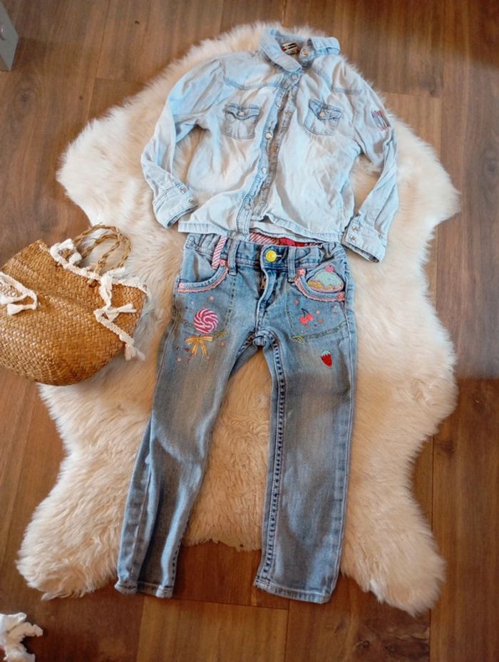 Look fille 3 ans chemise en jean tao + jean h&m
