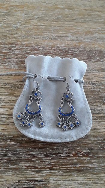 Boucles d'oreilles fantaisies bleues