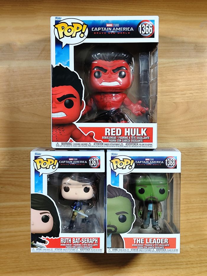 LOT 3 Funko Pop! Red Hulk #1366, Ruth Bat-Seraph #1367 & The Leader #1368