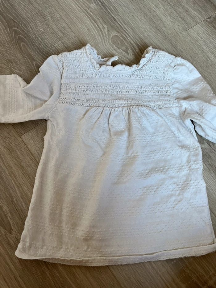 Tee Shirt / chemisier manche longue blanc 4 ans - photo numéro 3