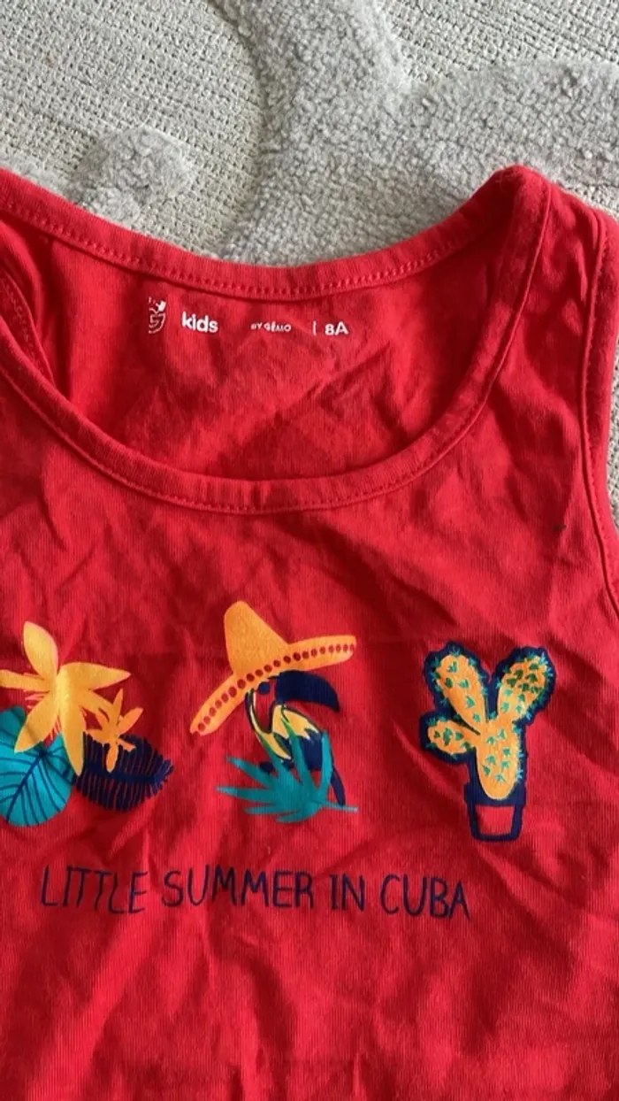 Lot de 2 débardeurs fille – Thème Cuba – Taille 10A / 140 cm - photo numéro 5