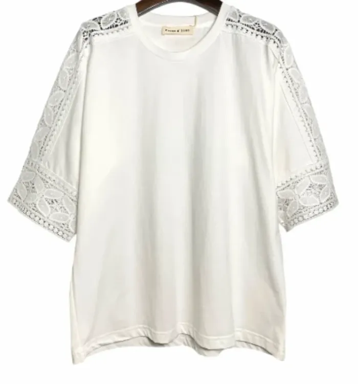 T shirt blanc ample broderie style