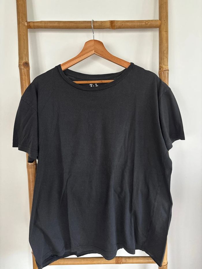 t-shirt noir 100% coton basic col rond taille L