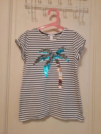 Tee shirt rayé bleu Okaïdi taille 12 ans