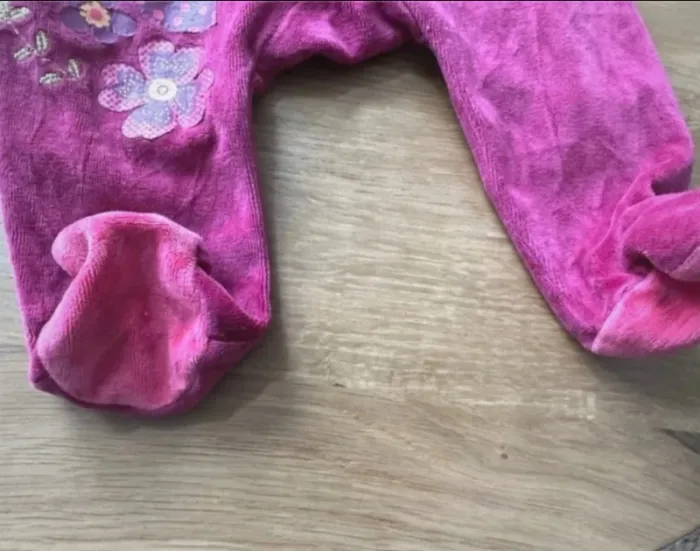 Pyjama en velours rose bébé fille 3 mois Gemo - photo numéro 6
