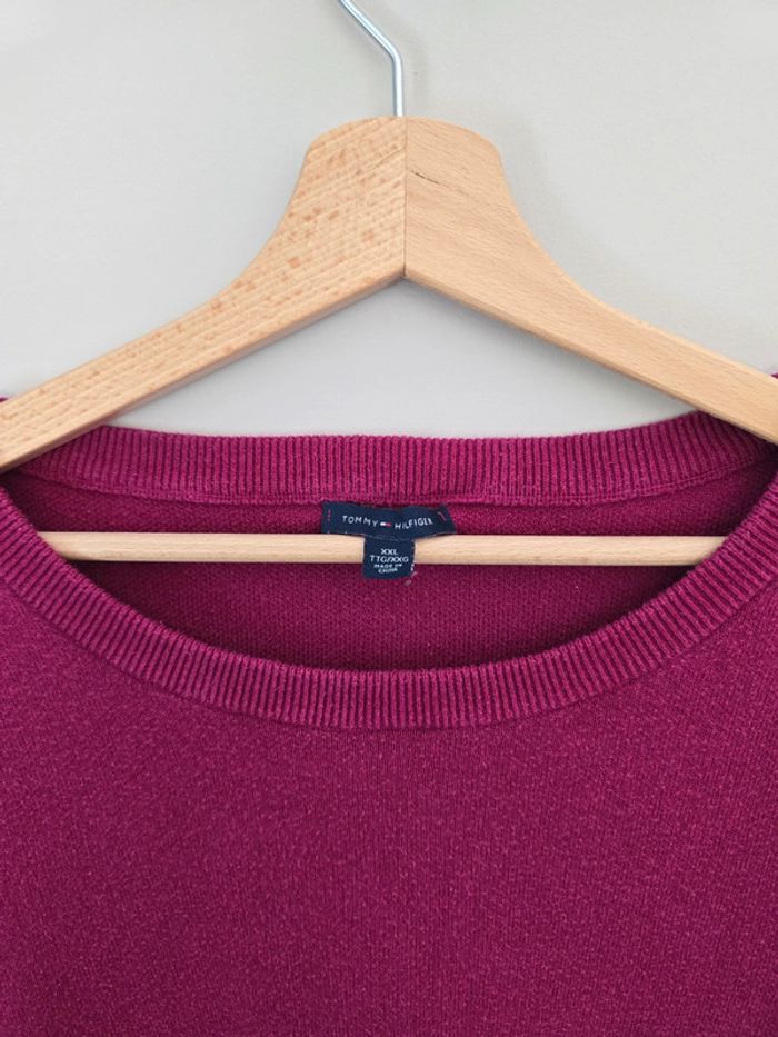 pull tommy hilfiger col rond femme xxl rose framboise oversize chic - photo numéro 3