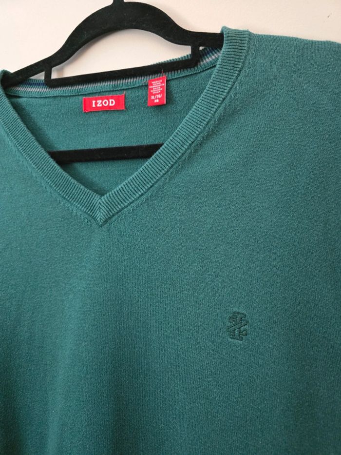Pull gilet chandail Izod vert sans manches taille XL - photo numéro 2