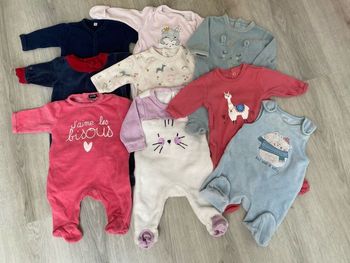 Lot de 9 grenouillères 56cm (1 M)