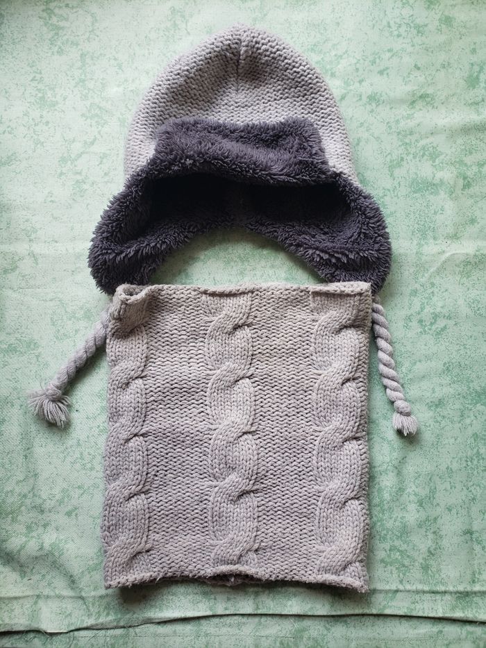 Ensemble hiver bonnet snood garçon 56 cm