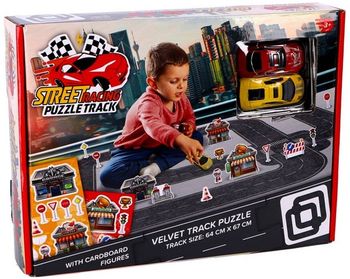 COFFRET PISTE DE COURSE PUZZLE + 2 VOITURES 30X22X5,5CM