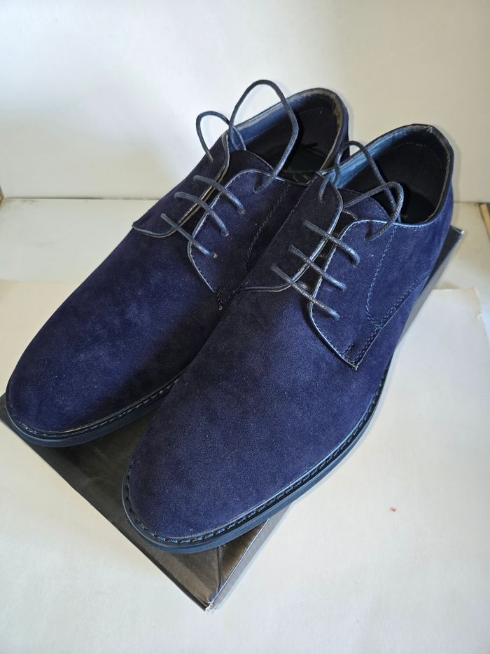 Chaussure derbie bleu uomo design neuve