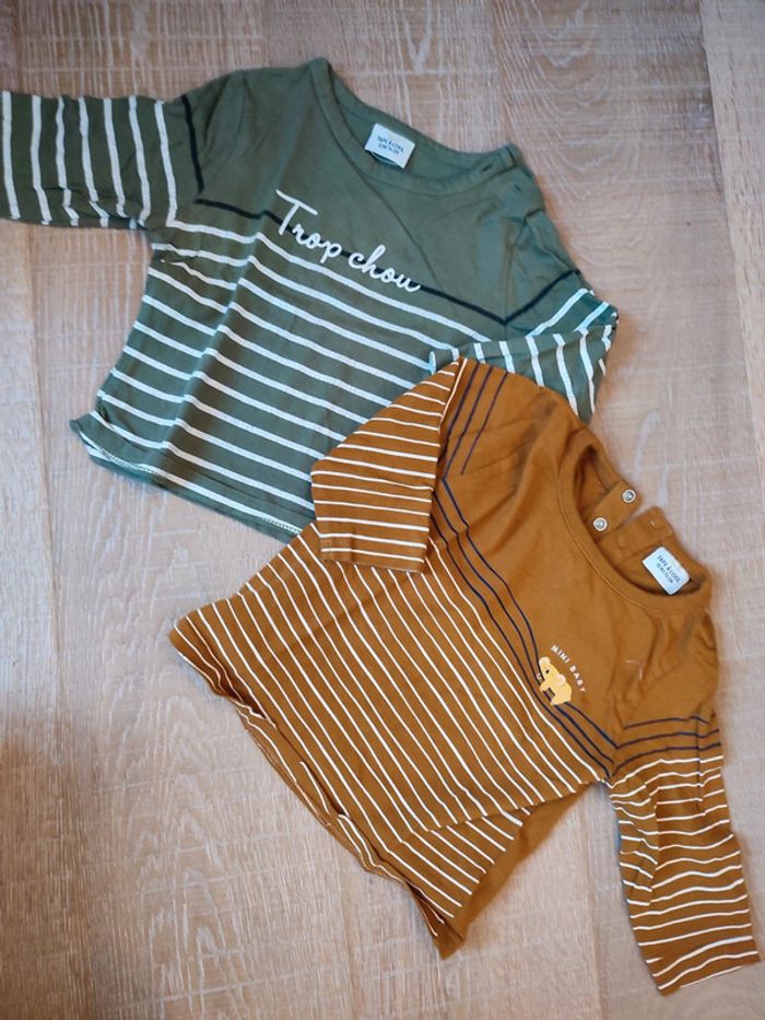 2 t-shirt manches longues 12 mois
