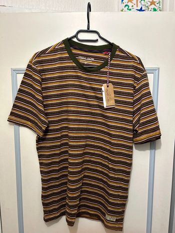 T-shirt marron à rayures Teddy Smith modern luxury 89 (S) 16ans
