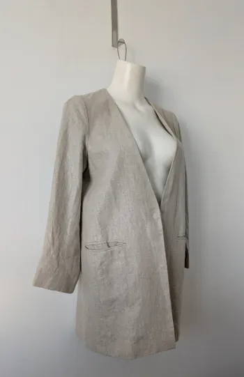 Veste longue 100% lin beige brillant - Zara - taille S