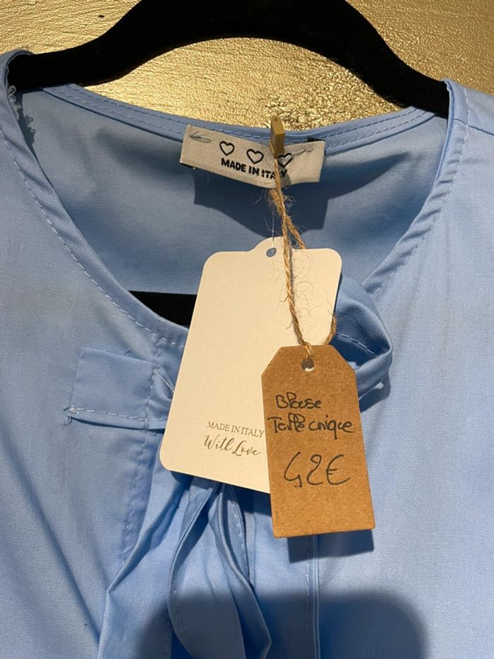 Blouse bleue avec noeuds taille unique - photo numéro 6