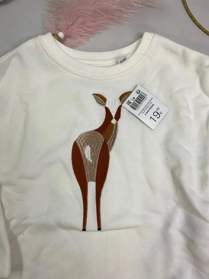 Sweat fille - chaud - blanc - neuf - Okaïdi - Taille 4 ans - photo numéro 3
