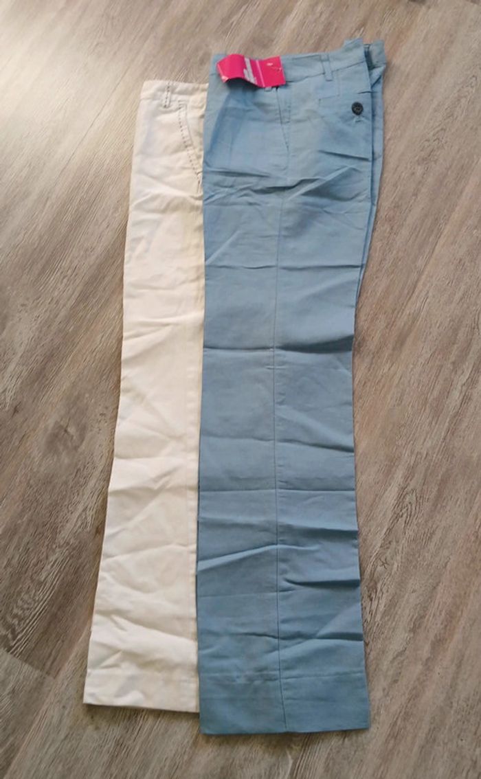 Pantalons pince coton et lin