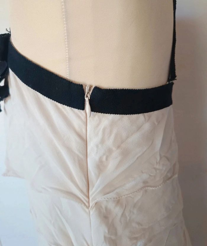 💎 robe en soie femme volant noir écru maison 123 Paris  taille M 38 - photo numéro 3
