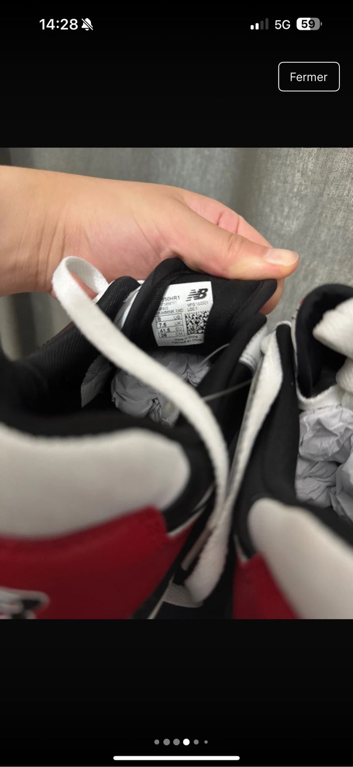 New Balance 550 Black Red White taille 41.5 neuve - photo numéro 4