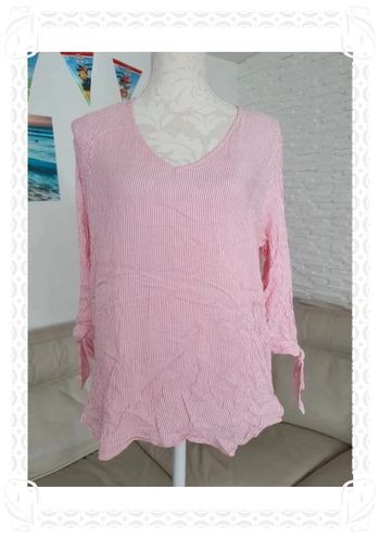 Blouse manches longues rayée blanc rose H&M taille L 40
