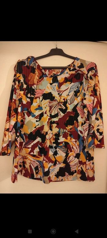 Blouse à motifs multicolores manches 3/4 taille 42