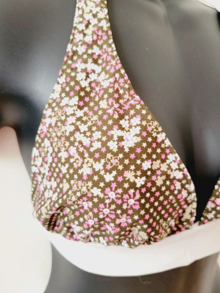 Maillot de bain 2 pièces taille XL 42 Lulu Castagnette fleurs vert rose - photo numéro 5