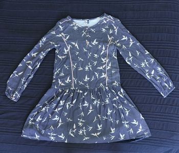 Robe manche longue motif oiseaux