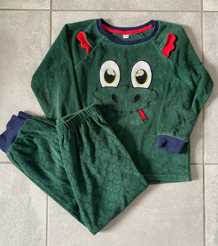 Pyjama 2 pièces en velours Dragon 7/8 ans