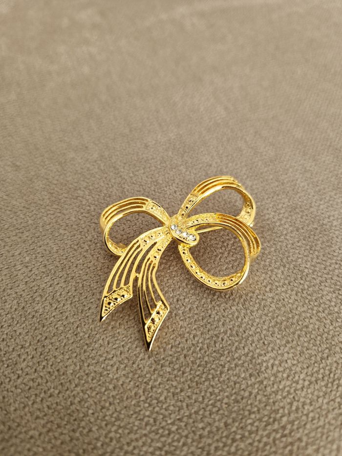 Broche noeud vintage dorée - photo numéro 3