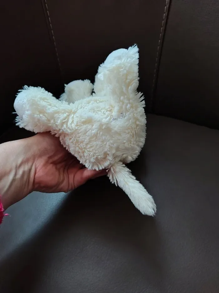 Doudou chien écru/blanc tout doux billes dans les pattes - photo numéro 4