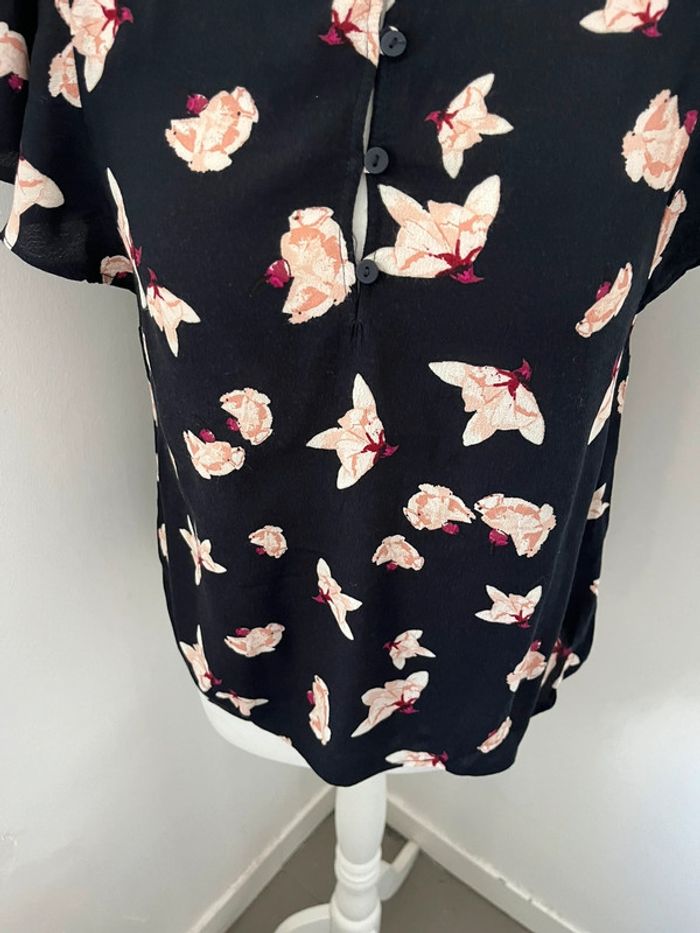 Blouse noire à fleurs rose Bash XS - photo numéro 2